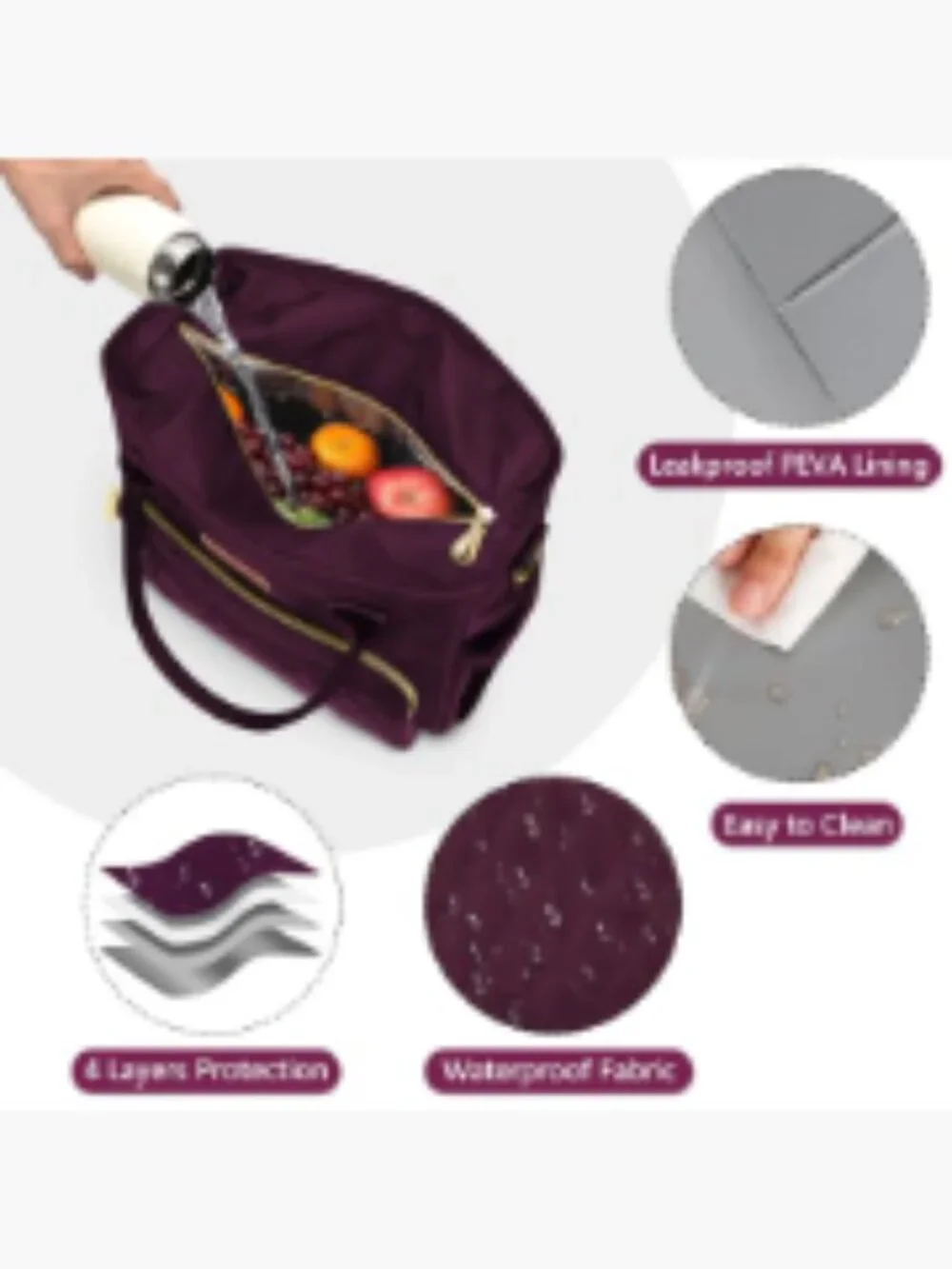 Insulated Lunch Bag Women Large Tote Cooler for Work Picnic Camping 18L